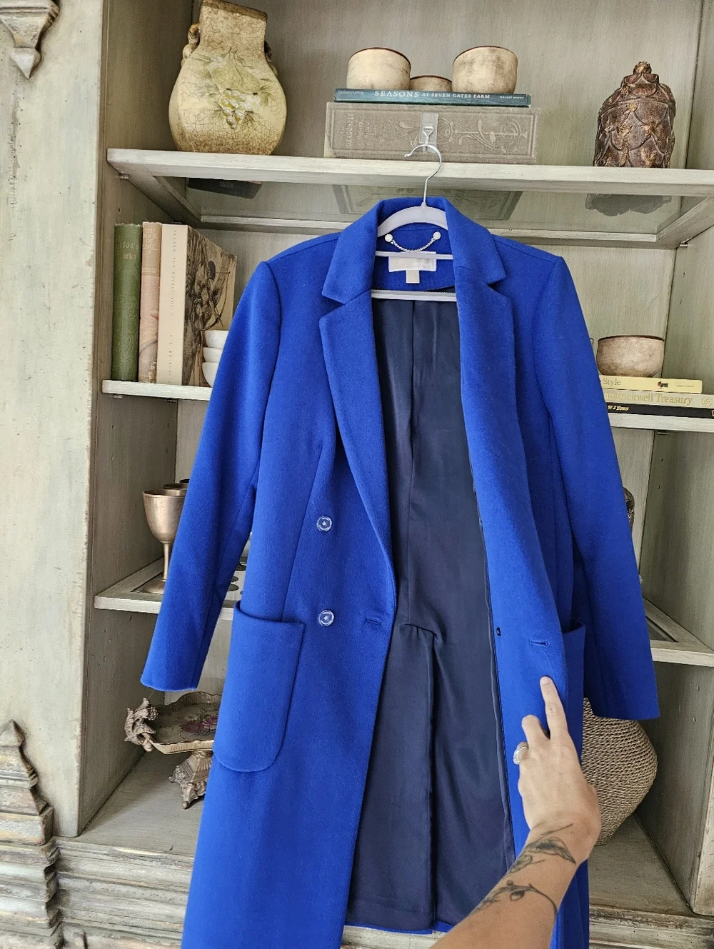 Michael Kors Wool Blend Royal Blue Officers Coat